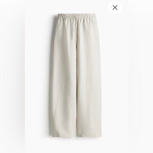 H&M Light Beige Linen Wide Leg Pants